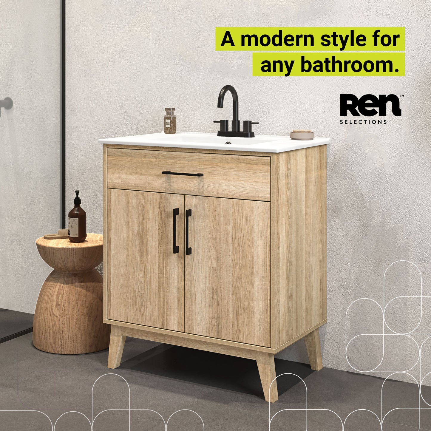 Calway 30 in Bathroom Vanity Kit - White Oak